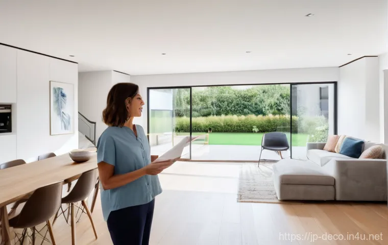 인테리어 코디네이터가 알아야 할 건축법 기초 - **Professional Interior Coordinator Presenting a Safe and Accessible Modern Home:**
    A bright, pr...