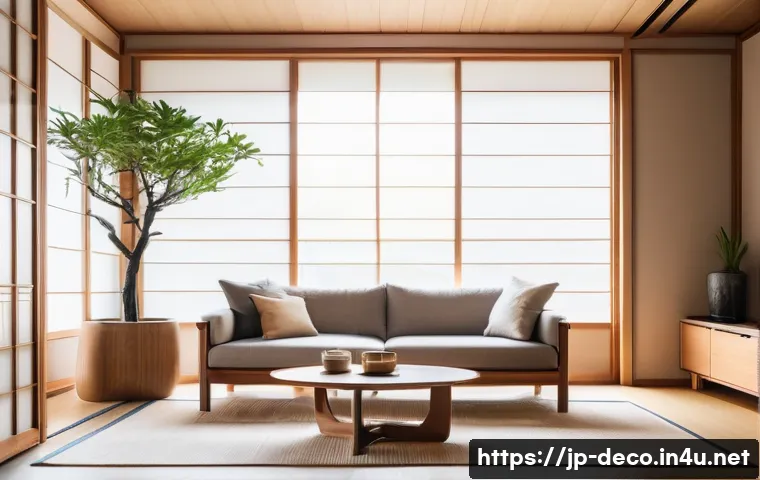인테리어 코디네이터를 위한 블로그 운영 방법 - A modern Japanese interior design blog scene featuring a bright, cozy living room with natural sunli...