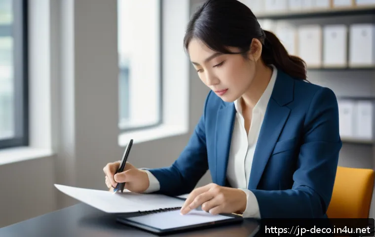 인테리어 코디네이터 직무 인터뷰 사례 - A professional interior coordinator in a modern office setting, dressed in smart casual business att...