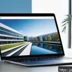 인테리어 코디네이터 포트폴리오 제작법 - A high-quality digital portfolio layout displayed on a sleek laptop and smartphone screen, showcasin...